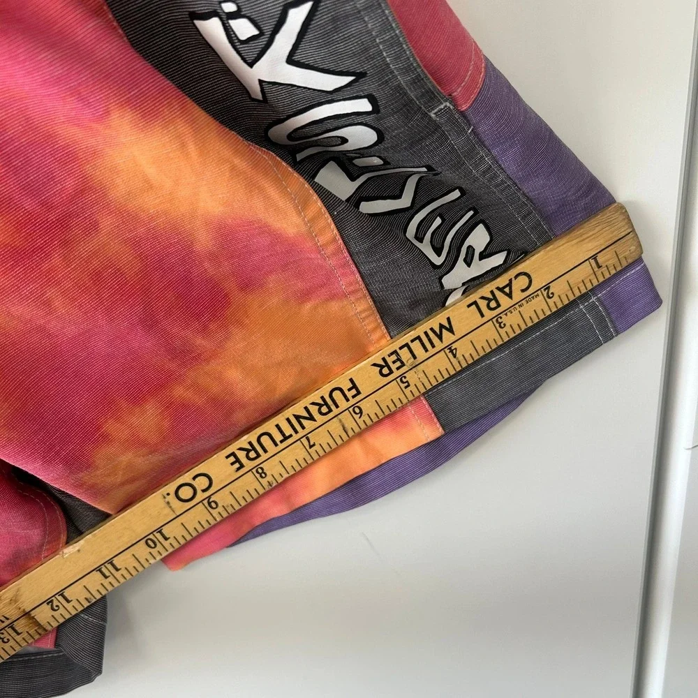 Quiksilver Boys Orange Pink Tie Dye Board Shorts Logo Swim Trunks Size L 14
